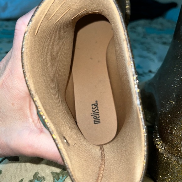 Melissa Women’s Drop Gold Glitter Boots - Picture 10 of 15